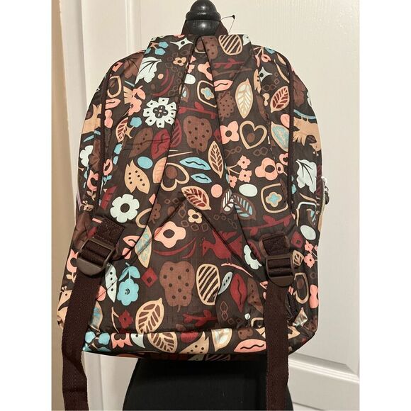 LeSportsac brown flower multi-colored backpack - Picture 2 of 5